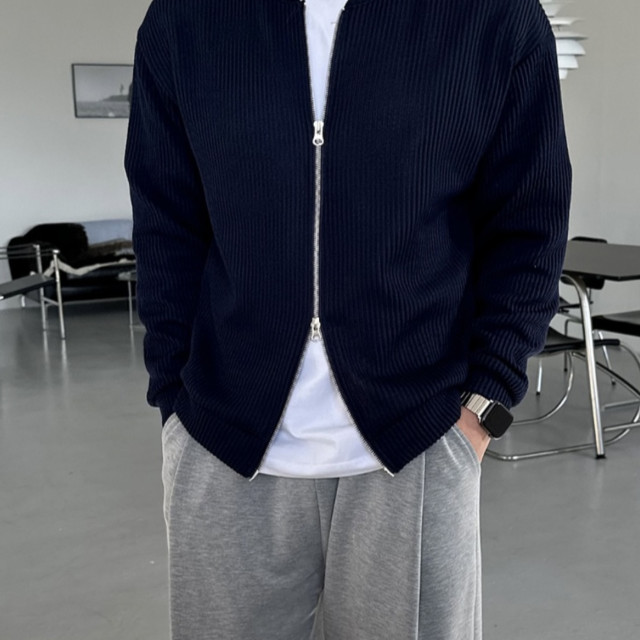 雙拉鏈針織外套